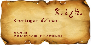 Kroninger Áron névjegykártya